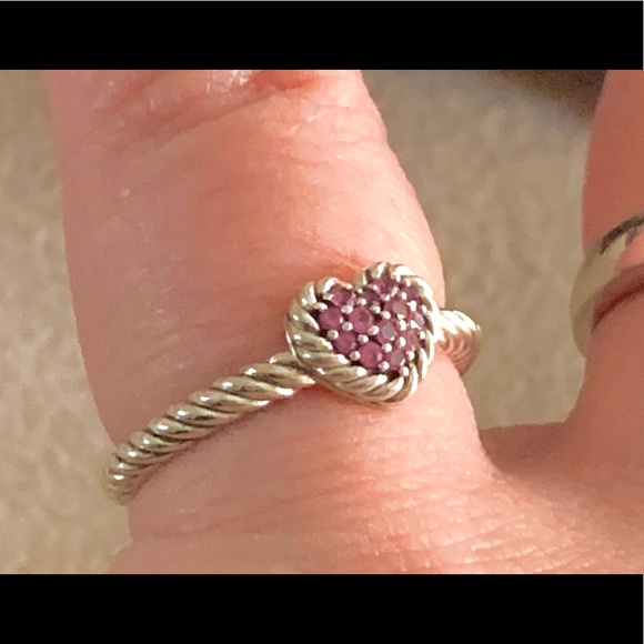 David Yurman chΓ’telaine pink sapphire heart ring - Picture 2 of 14